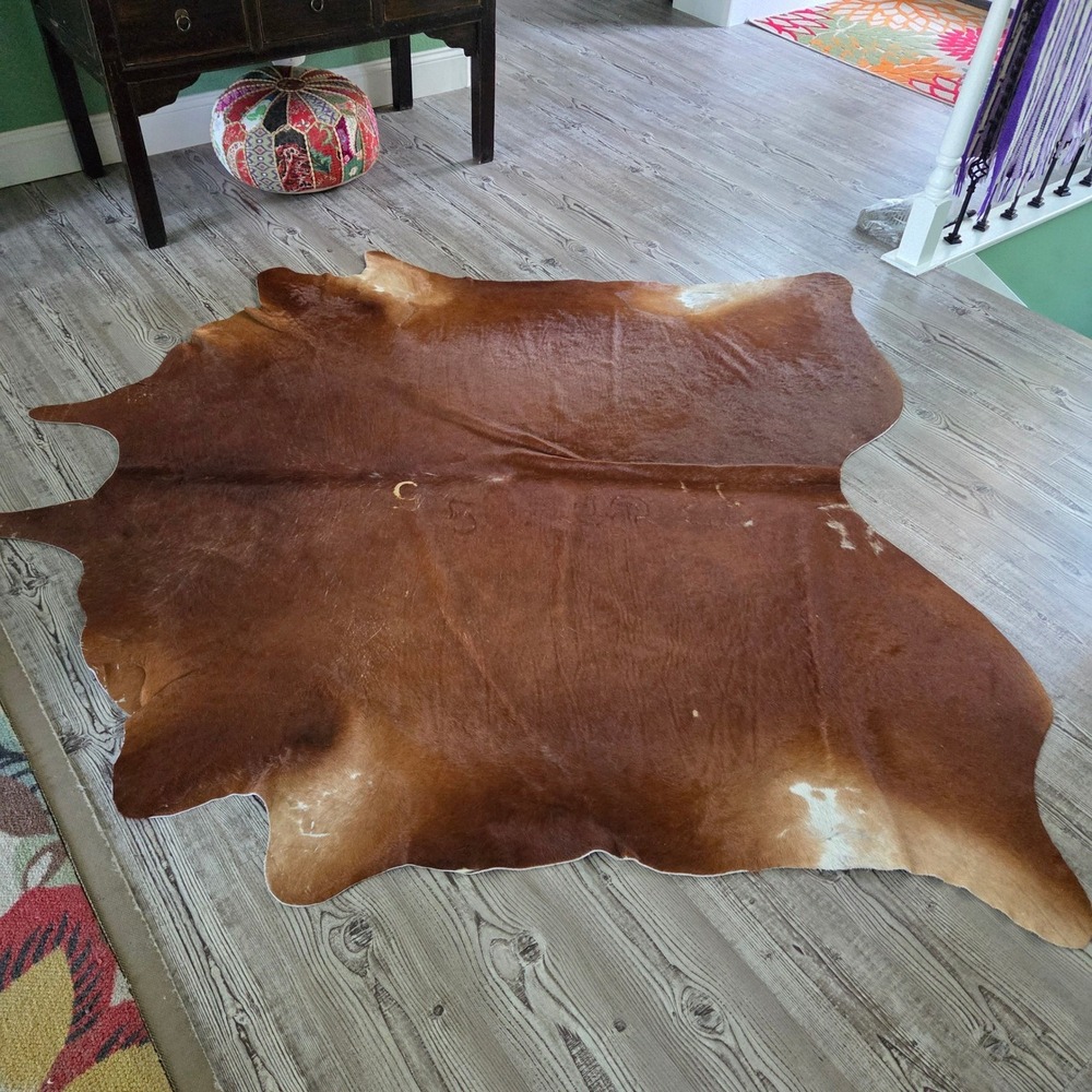 VTG IKEA Koldby Cowhide Rug Brown Large Natural Leather Hide Argentina 83x72 - Picture 3 of 16